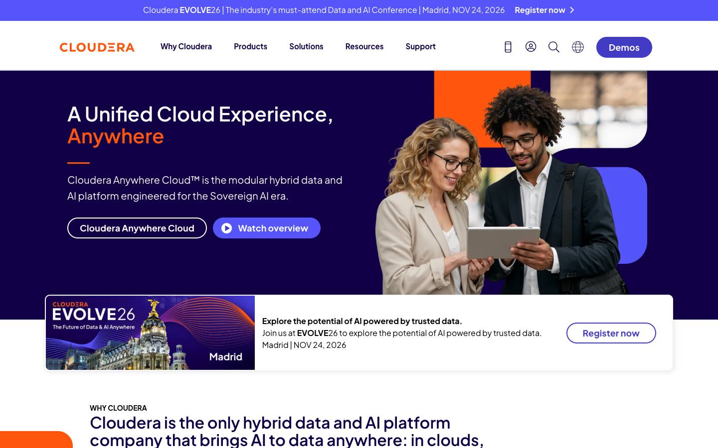 Cloudera's homepage, as read on Oct 2, 2026
