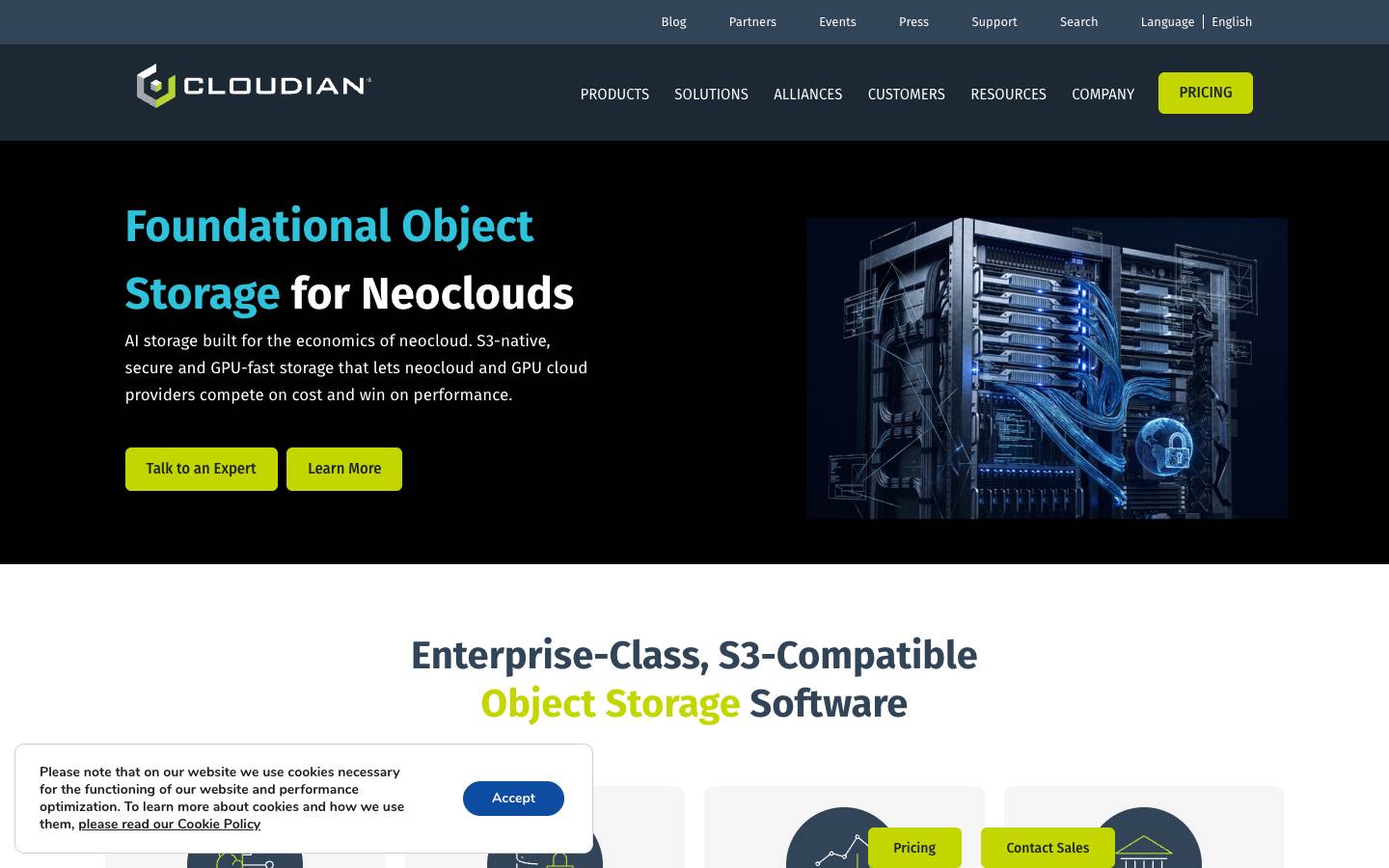 Cloudian's homepage, as read on Oct 2, 2026