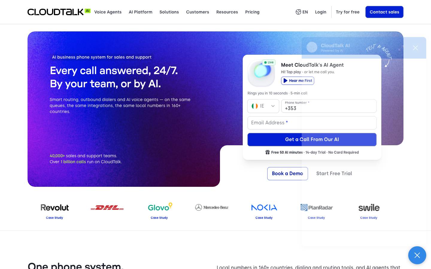 CloudTalk's homepage, as read on Oct 2, 2026