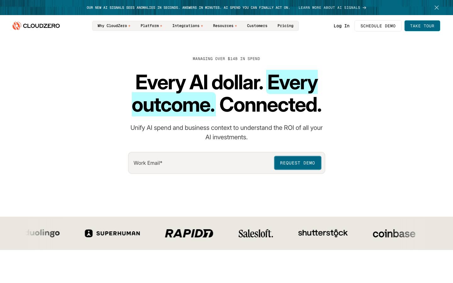 CloudZero's homepage, as read on Oct 2, 2026