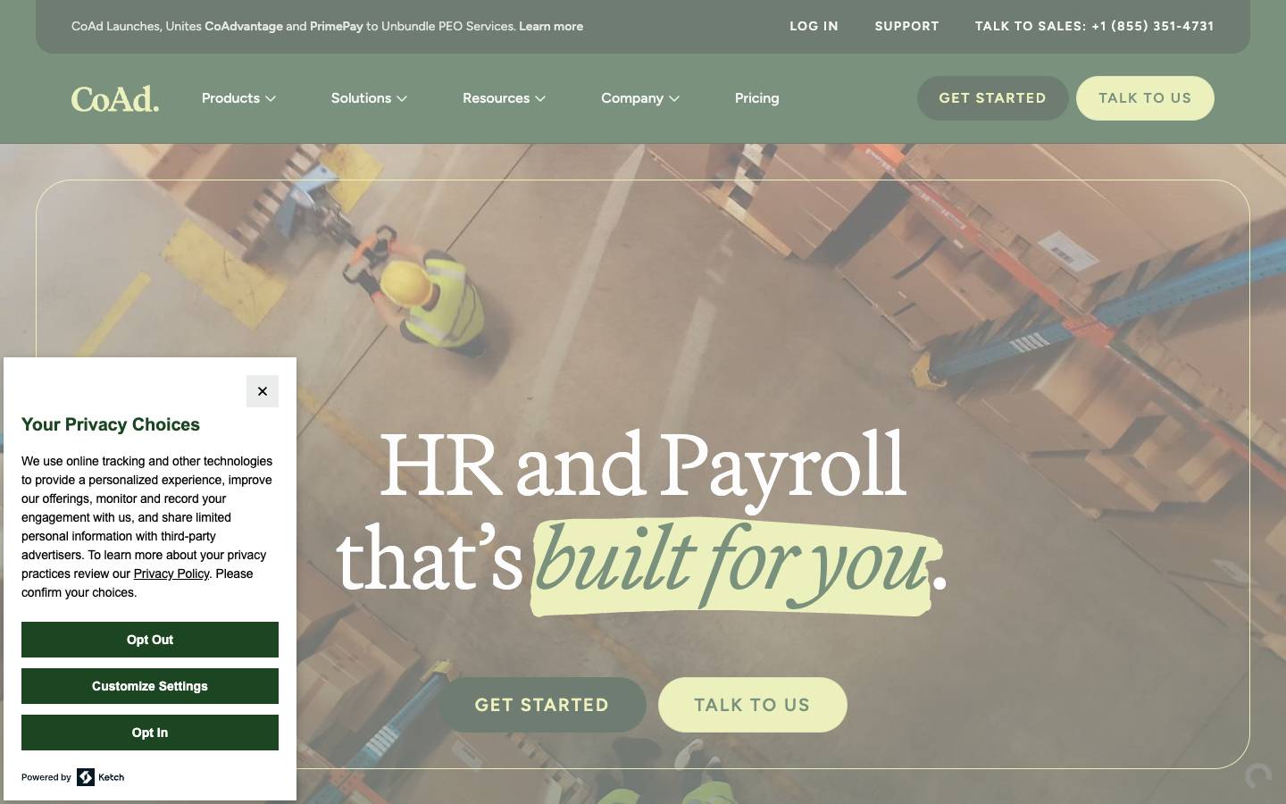 PrimePay's homepage, as read on Oct 2, 2026