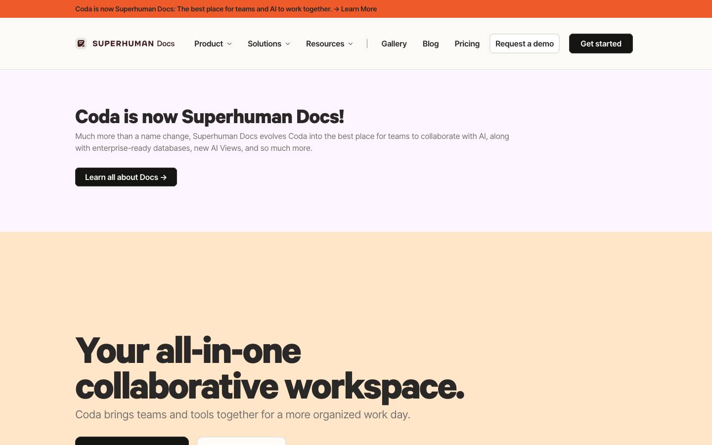 Coda's homepage, as read on Oct 2, 2026