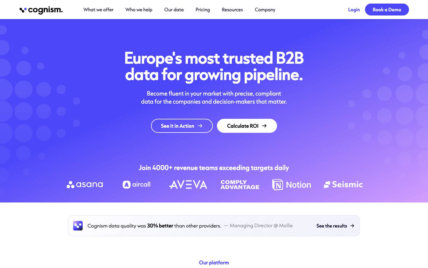 Cognism's homepage, as read on Oct 2, 2026