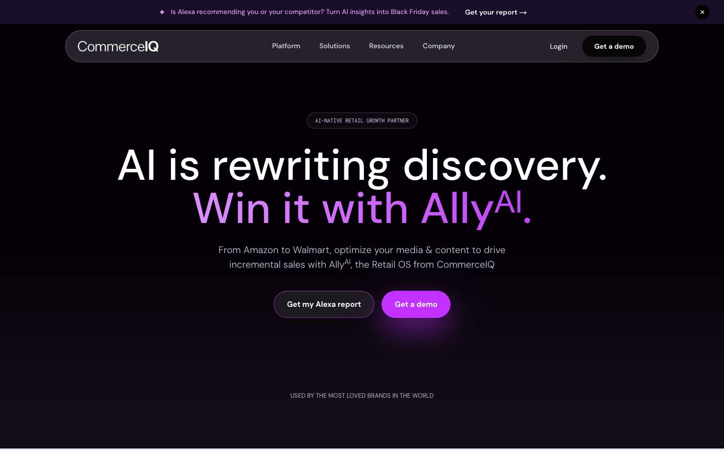 CommerceIQ's homepage, as read on Oct 2, 2026