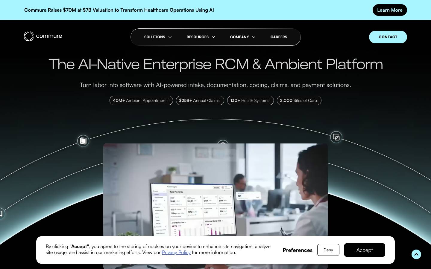 Commure's homepage, as read on Oct 2, 2026