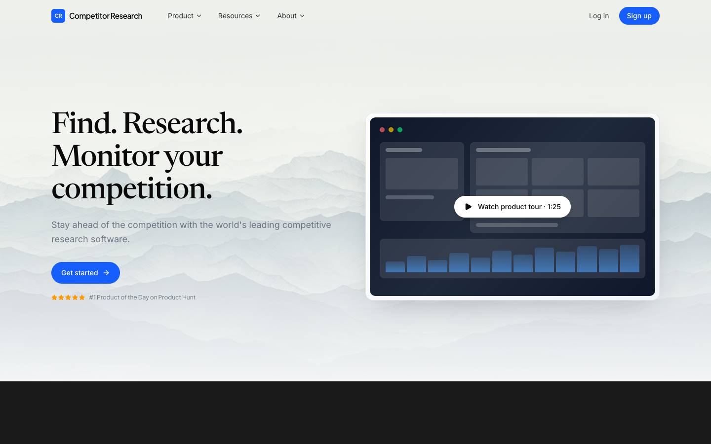 Competitoresearch's homepage, as read on Oct 2, 2026