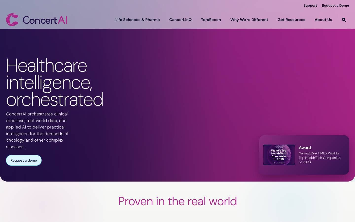 ConcertAI's homepage, as read on Oct 2, 2026
