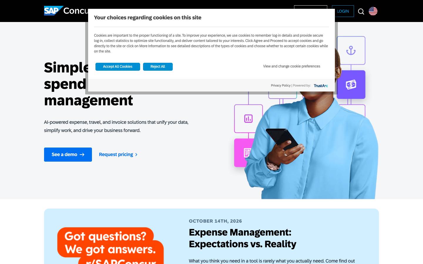 SAP Concur's homepage, as read on Oct 2, 2026