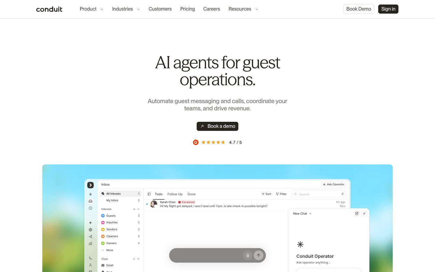 Conduit's homepage, as read on Oct 2, 2026