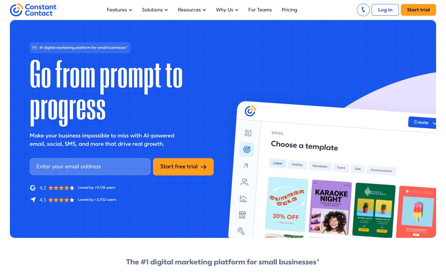 Constant Contact's homepage, as read on Oct 2, 2026