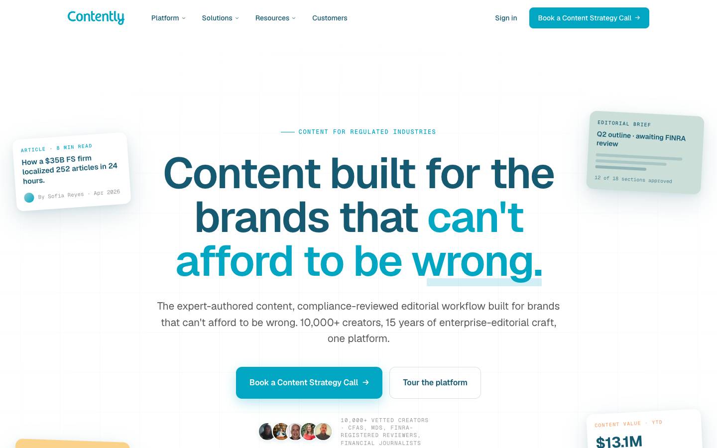 Contently's homepage, as read on Oct 2, 2026