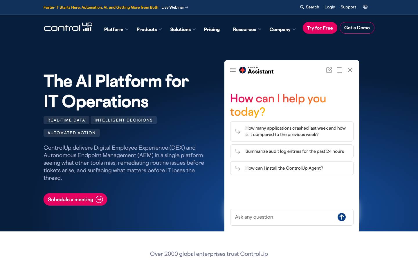 ControlUp's homepage, as read on Oct 2, 2026