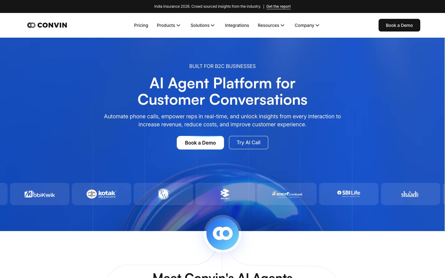 Convin's homepage, as read on Oct 2, 2026