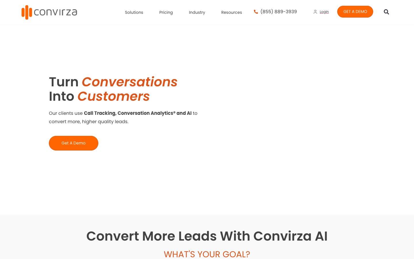 Convirza's homepage, as read on Oct 2, 2026
