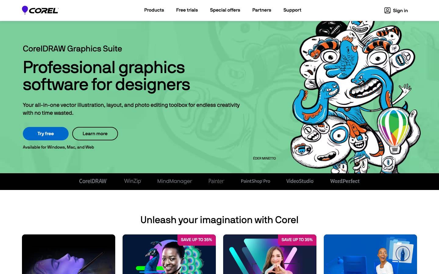 Corel's homepage, as read on Oct 2, 2026