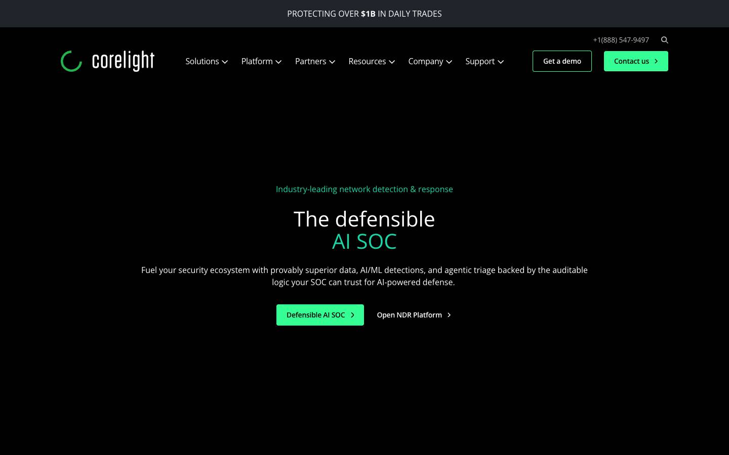 Corelight's homepage, as read on Oct 2, 2026