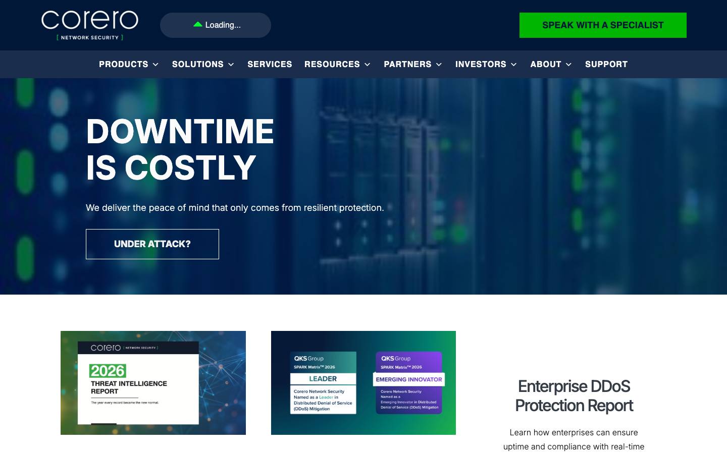 Corero Network Security's homepage, as read on Oct 2, 2026