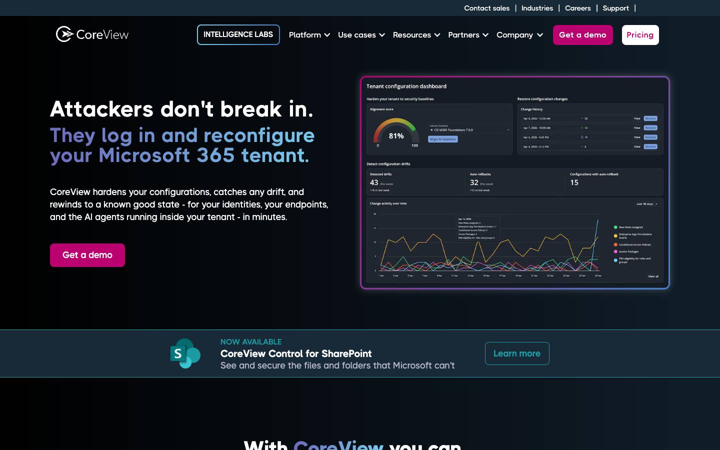 CoreView's homepage, as read on Oct 2, 2026