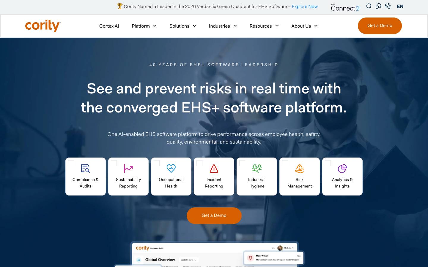 Cority's homepage, as read on Oct 2, 2026