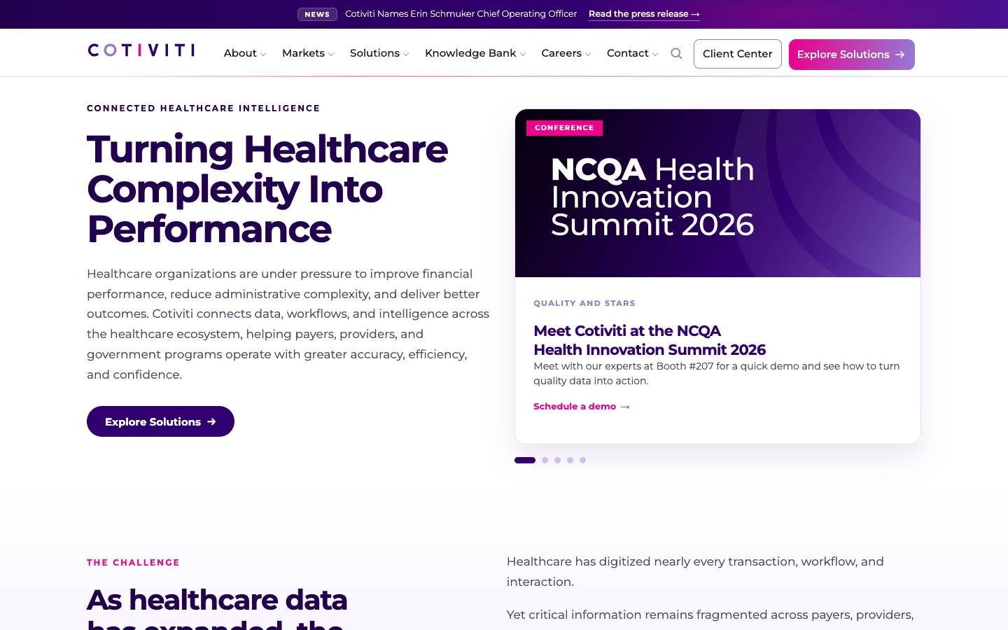 Cotiviti's homepage, as read on Oct 2, 2026