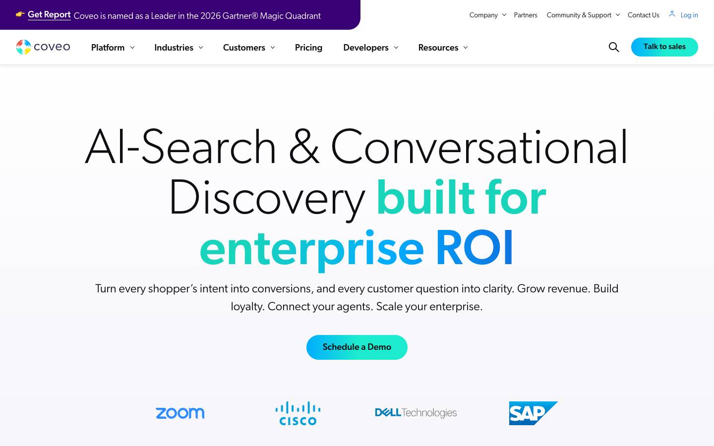 Coveo's homepage, as read on Oct 2, 2026