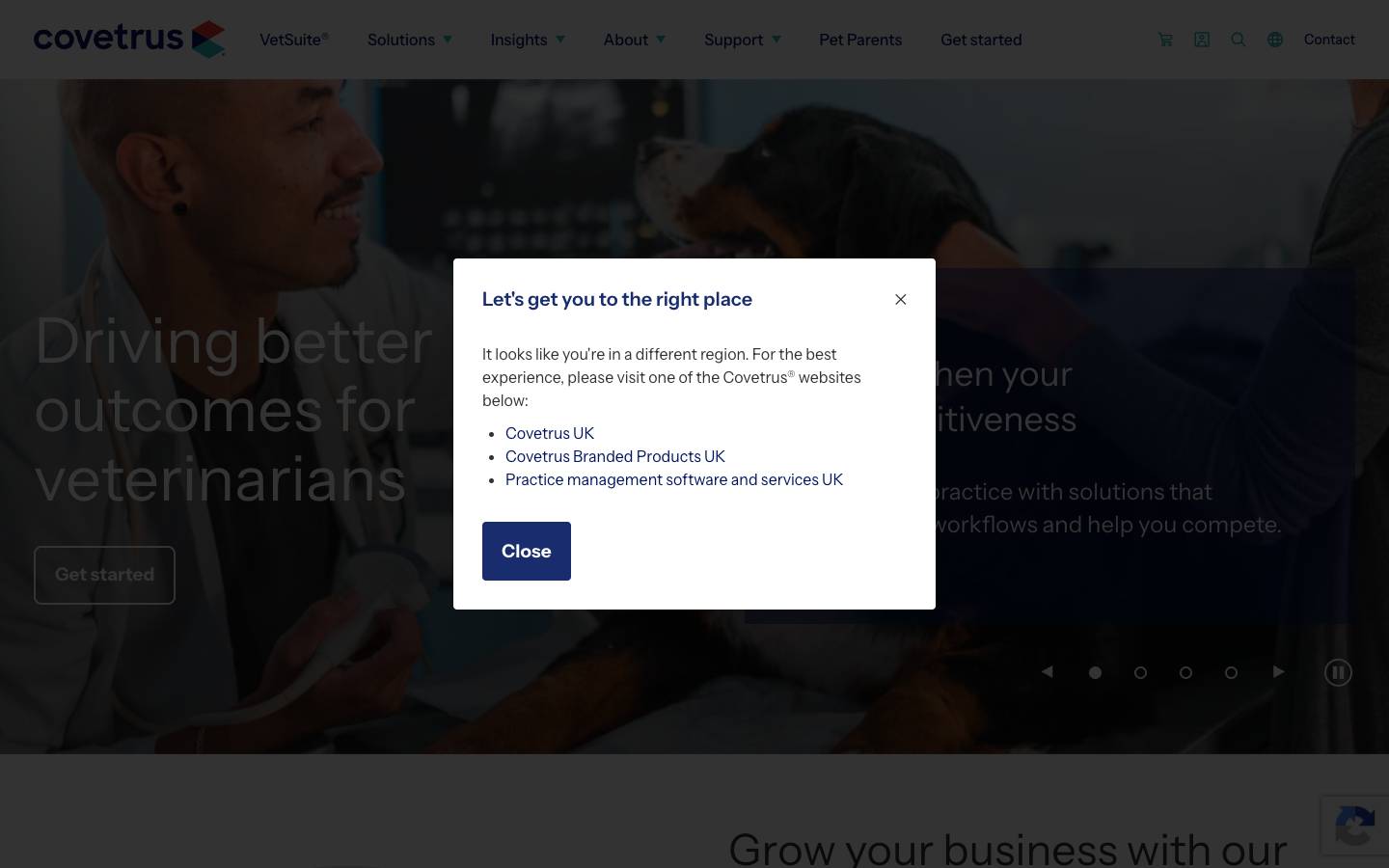 Covetrus's homepage, as read on Oct 6, 2026