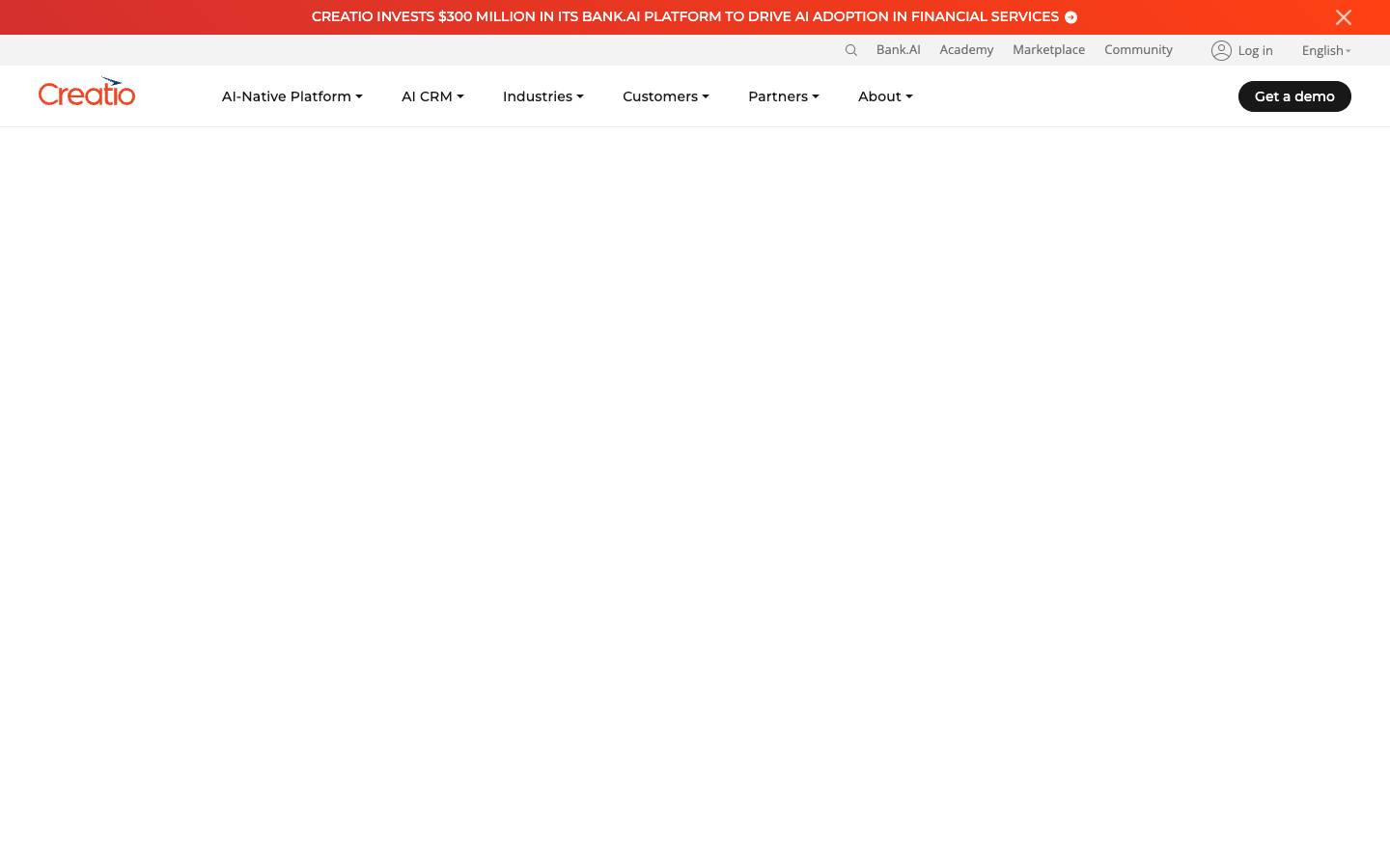 Creatio's homepage, as read on Oct 2, 2026