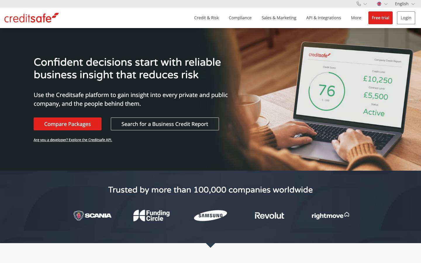 Creditsafe's homepage, as read on Oct 6, 2026