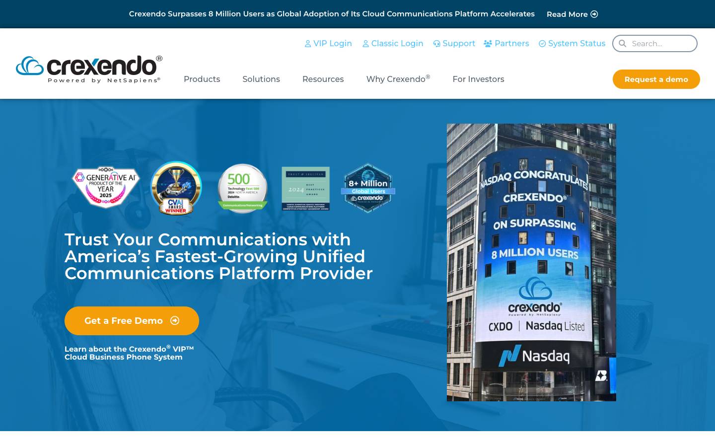 Crexendo's homepage, as read on Oct 2, 2026