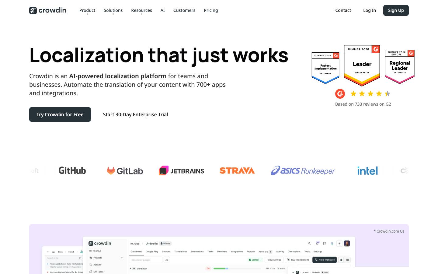 Crowdin's homepage, as read on Oct 2, 2026