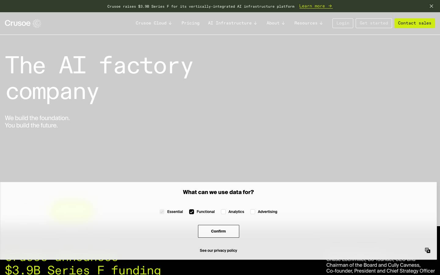 Crusoe's homepage, as read on Oct 2, 2026