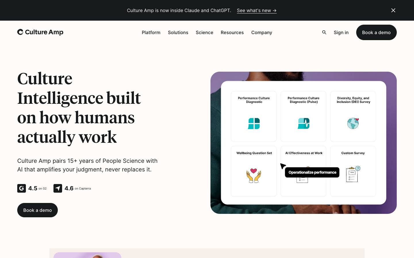 Culture Amp's homepage, as read on Oct 2, 2026