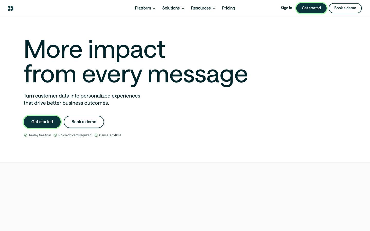 Customer.io's homepage, as read on Oct 2, 2026
