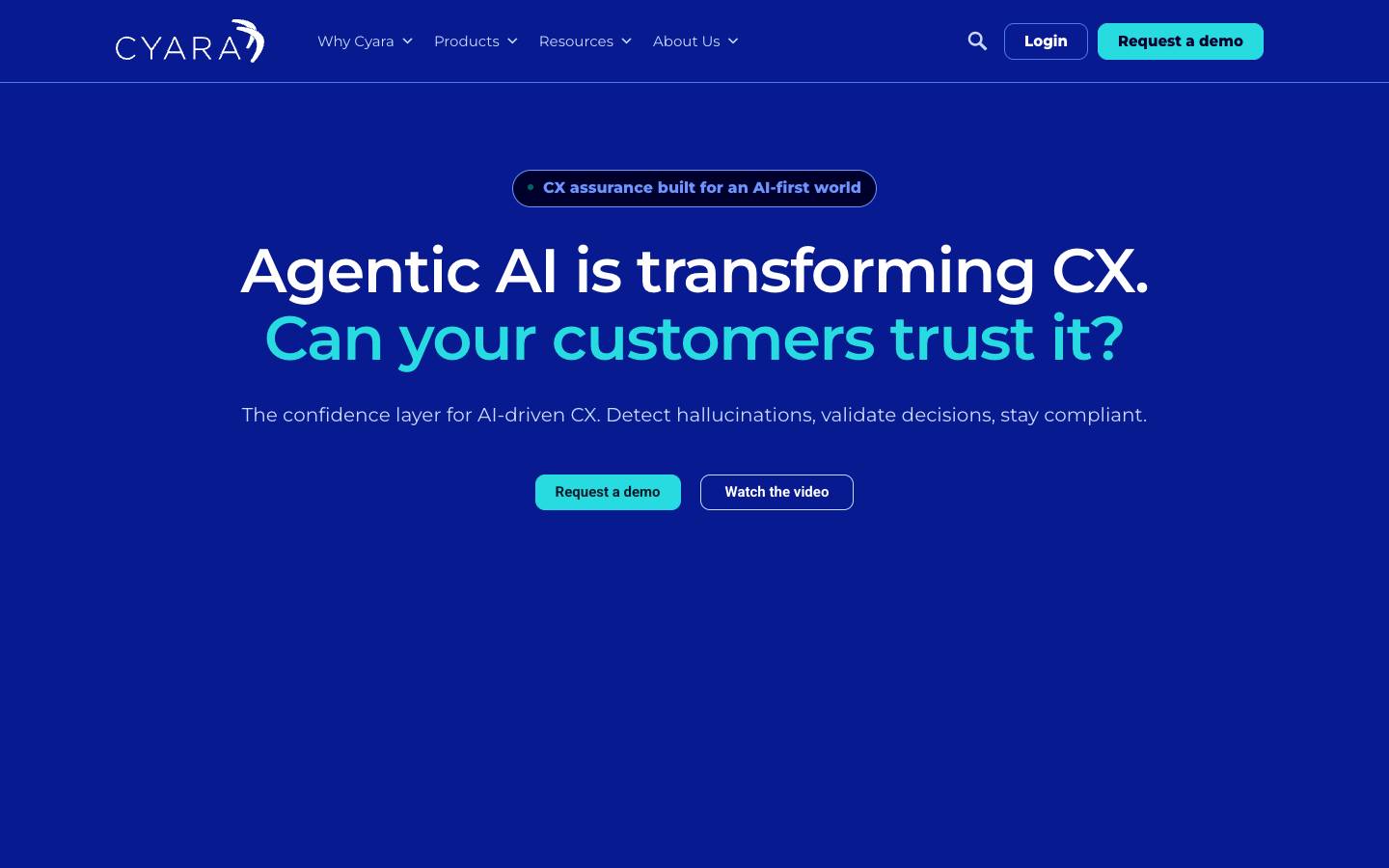 Cyara's homepage, as read on Oct 2, 2026