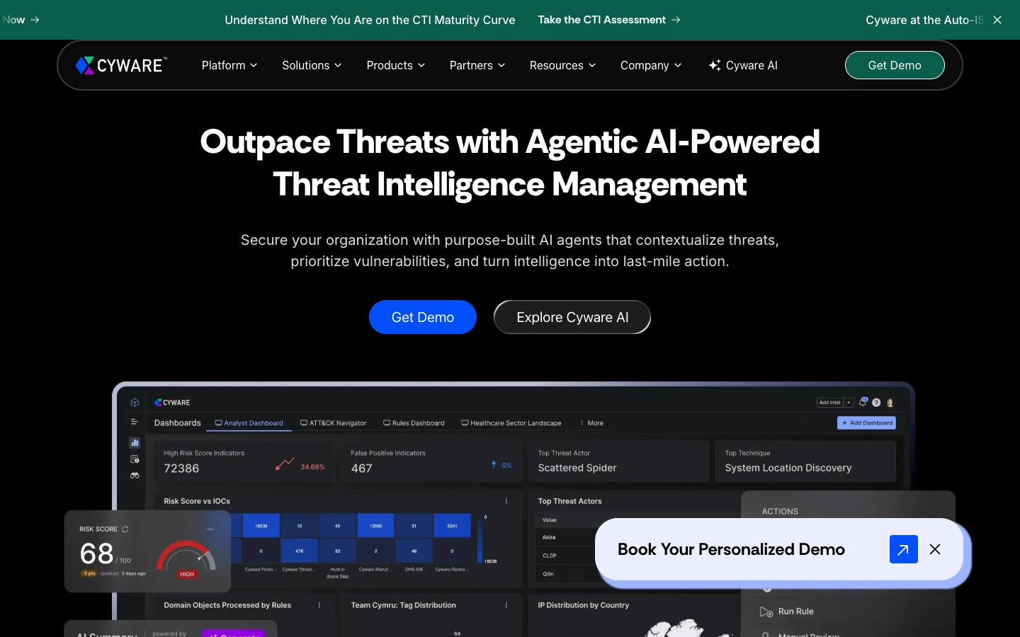 Cyware's homepage, as read on Oct 2, 2026