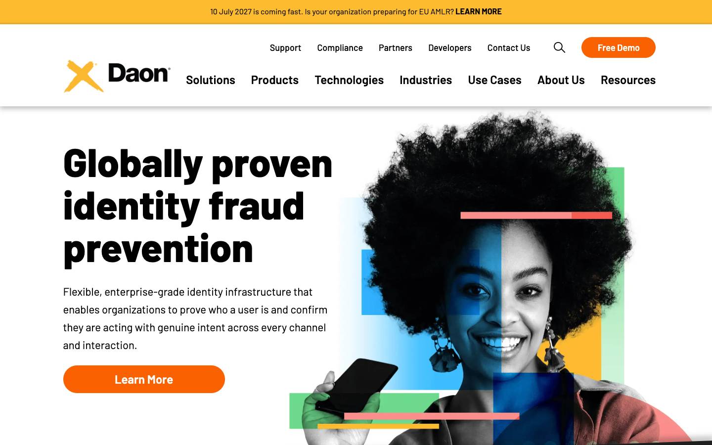 Daon's homepage, as read on Oct 2, 2026