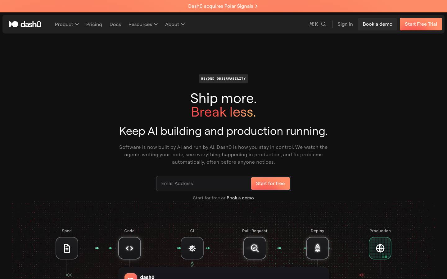 Dash0's homepage, as read on Oct 2, 2026
