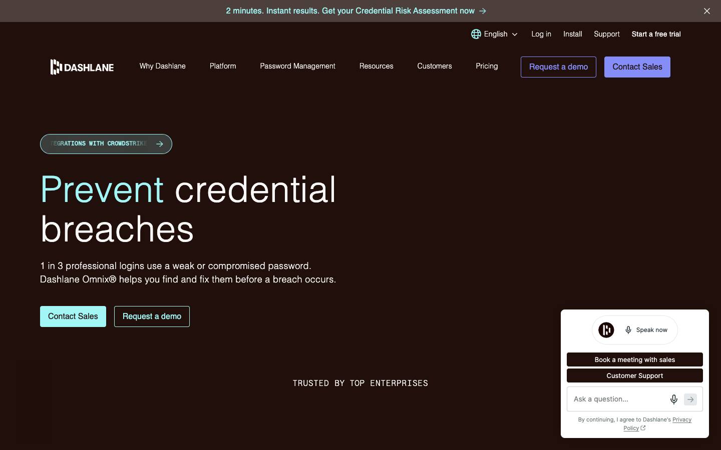 Dashlane's homepage, as read on Oct 2, 2026