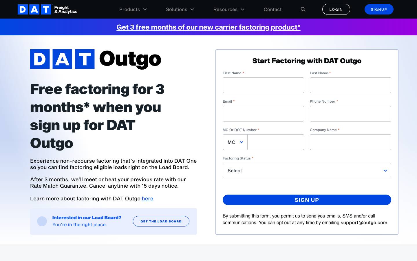DAT's homepage, as read on Oct 2, 2026