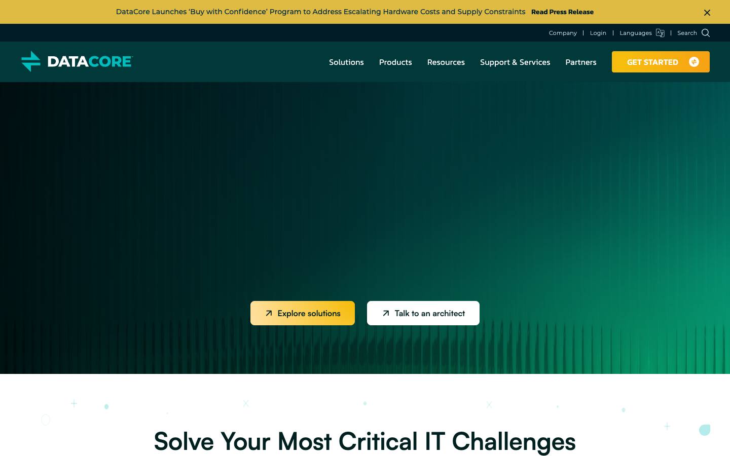 DataCore's homepage, as read on Oct 6, 2026