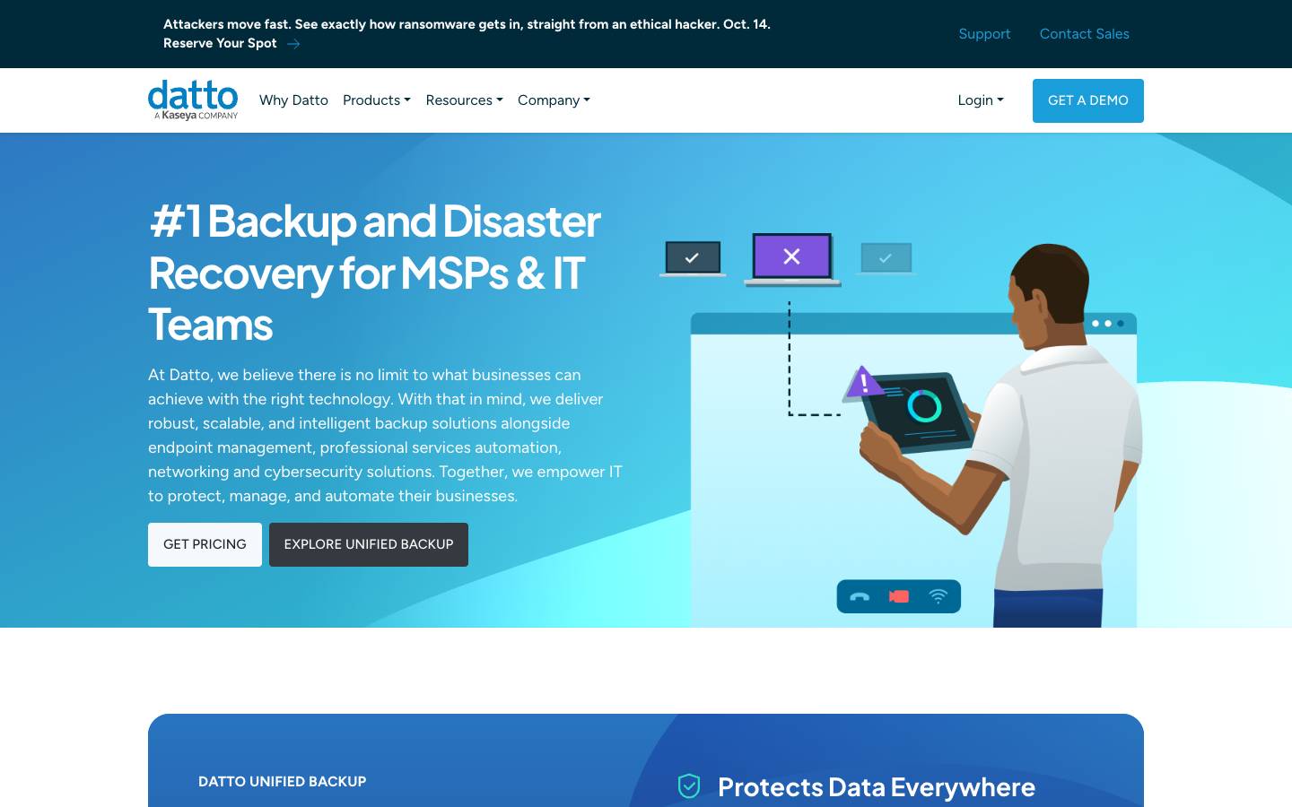 Datto's homepage, as read on Oct 6, 2026