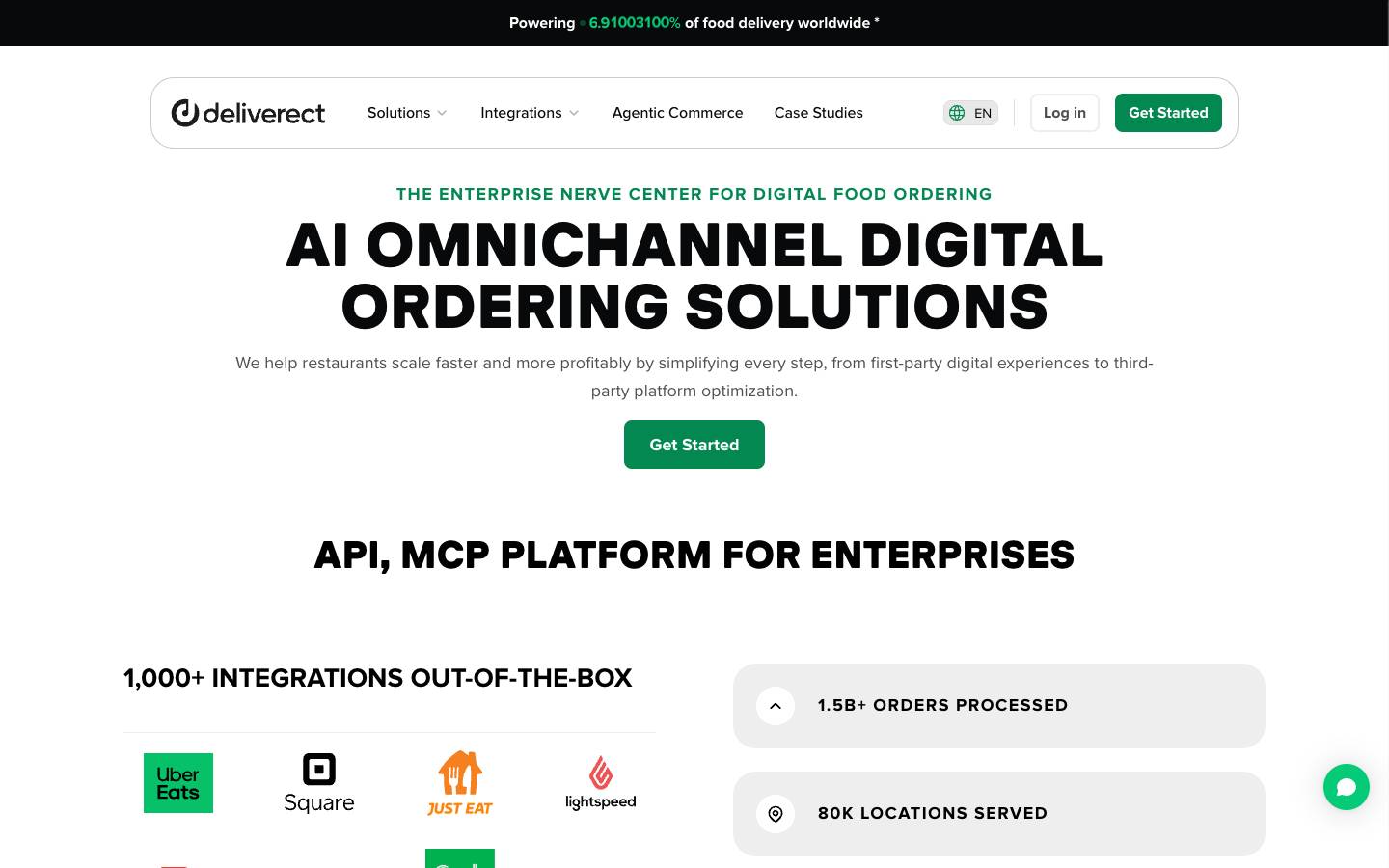 Deliverect's homepage, as read on Oct 2, 2026