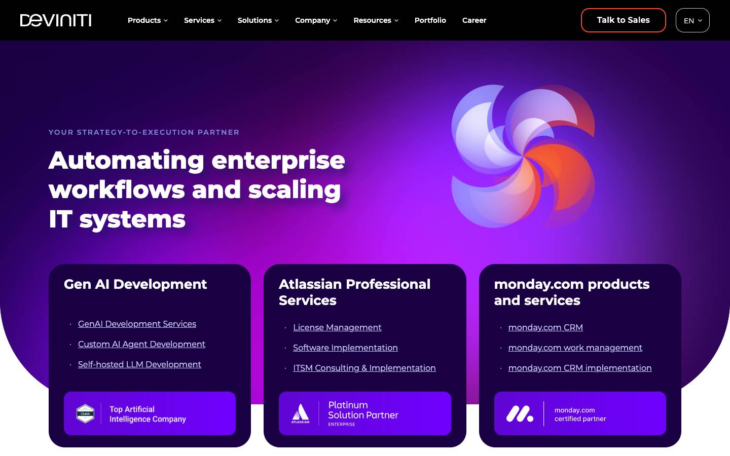 Deviniti's homepage, as read on Oct 2, 2026