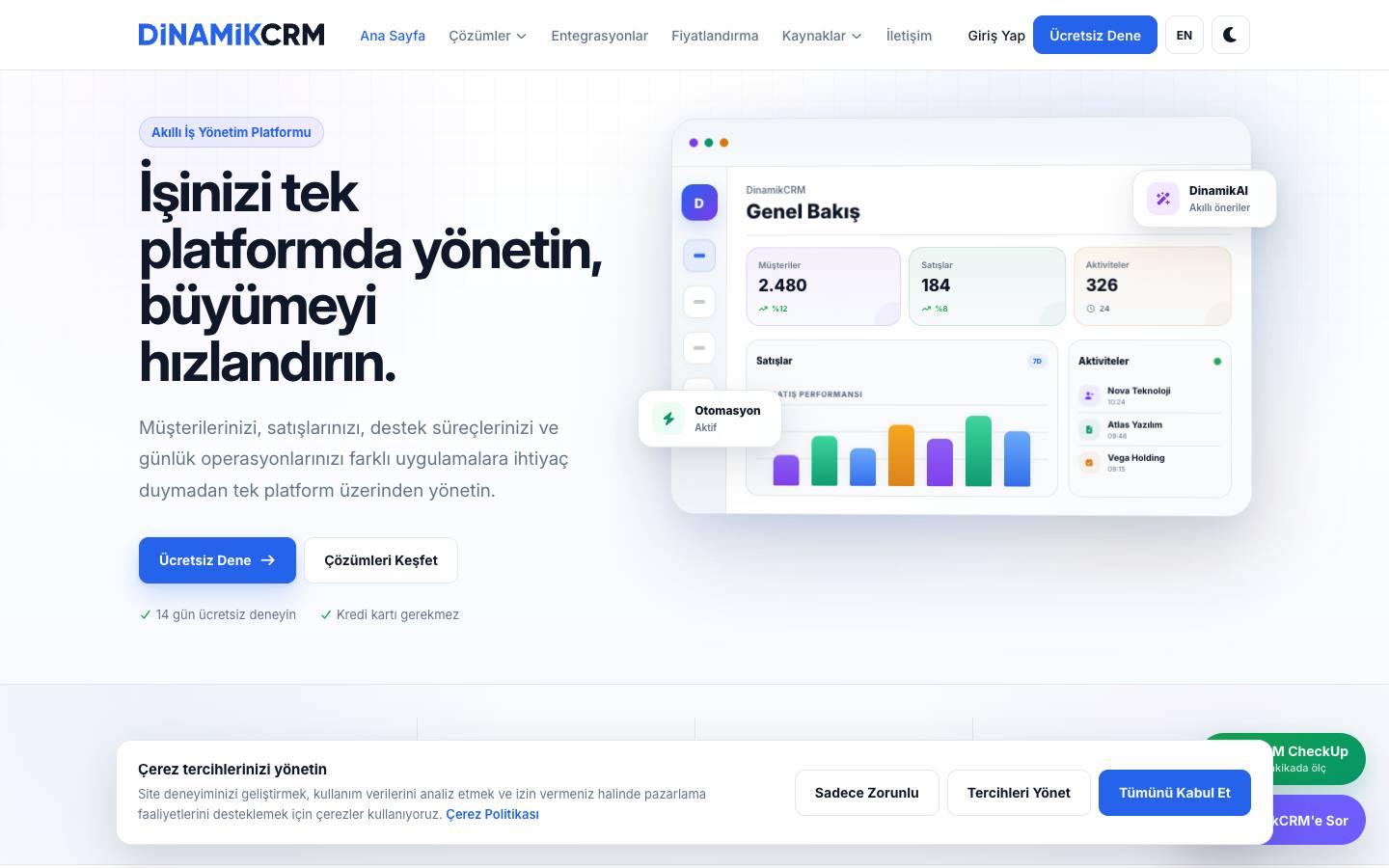 DinamikCRM's homepage, as read on Oct 2, 2026