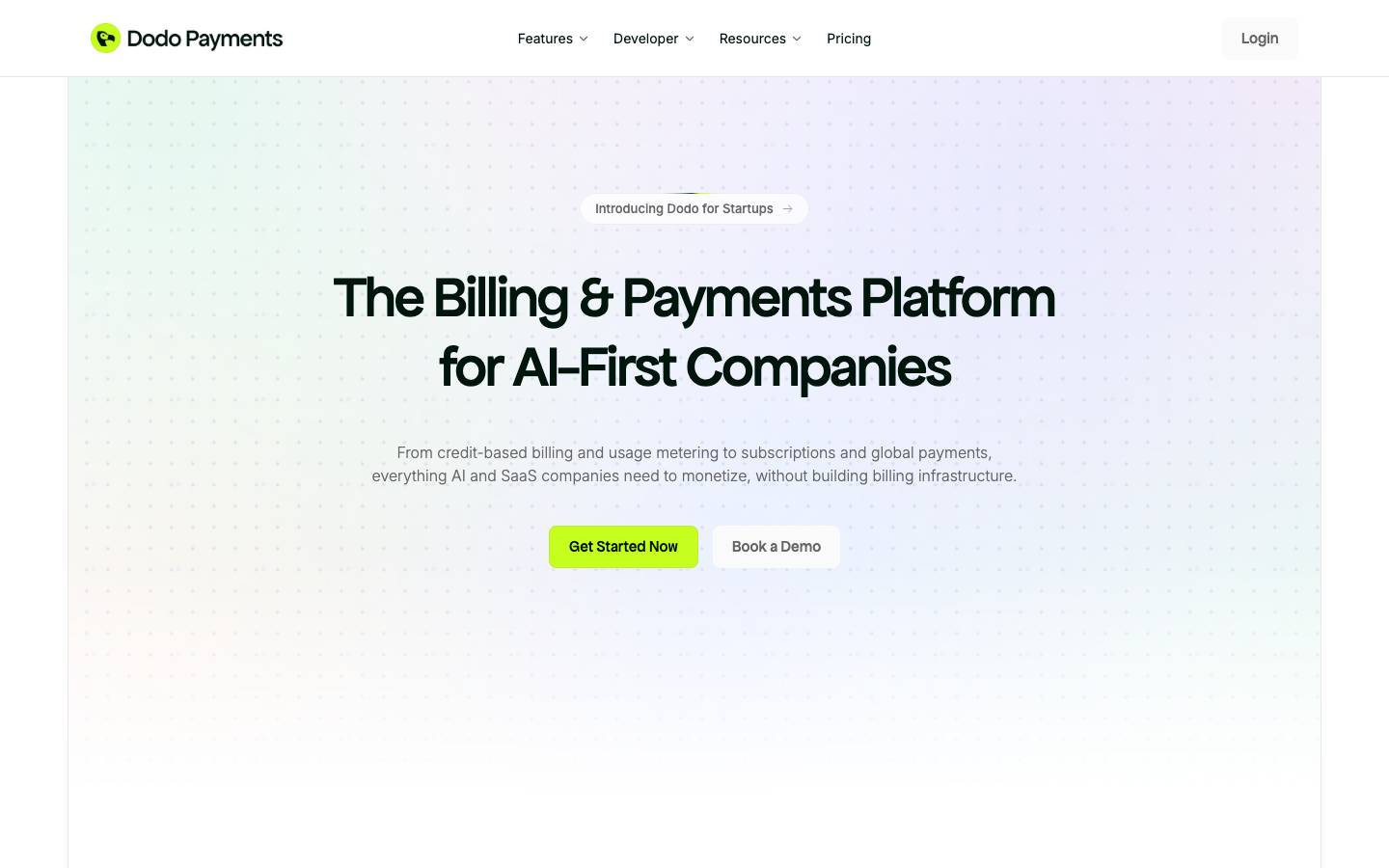 Dodo Payments's homepage, as read on Oct 2, 2026