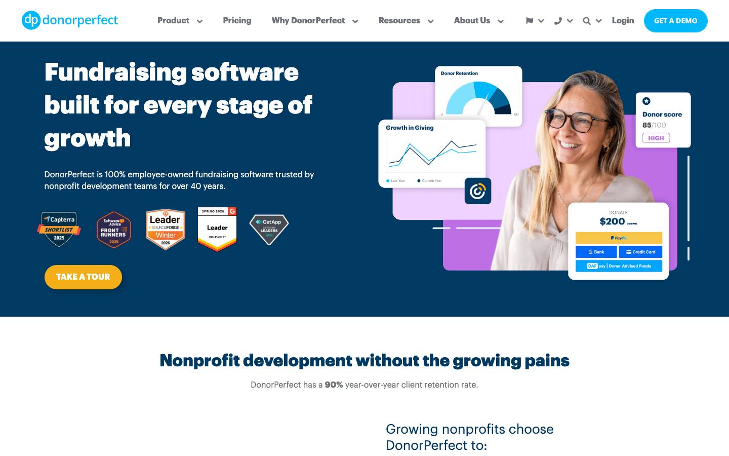 DonorPerfect's homepage, as read on Oct 2, 2026