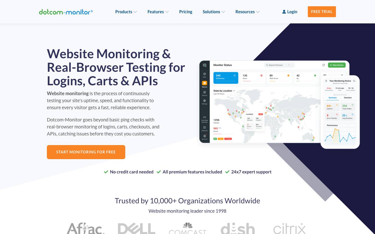Dotcom-Monitor's homepage, as read on Oct 2, 2026