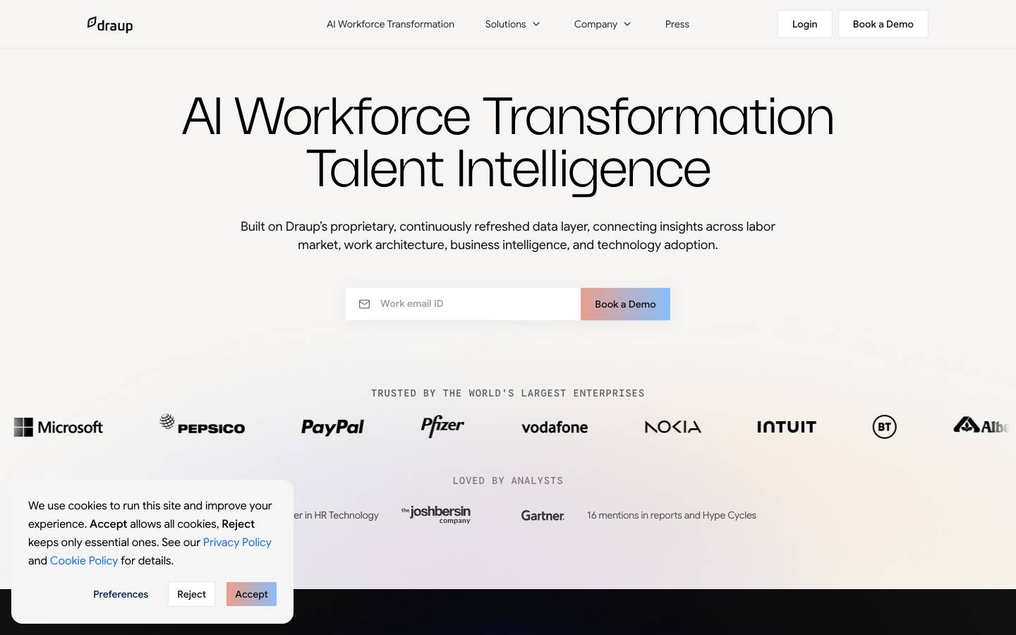 Draup's homepage, as read on Oct 2, 2026