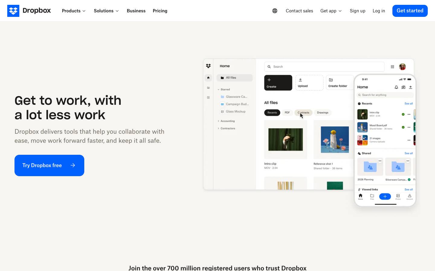 Dropbox's homepage, as read on Oct 2, 2026