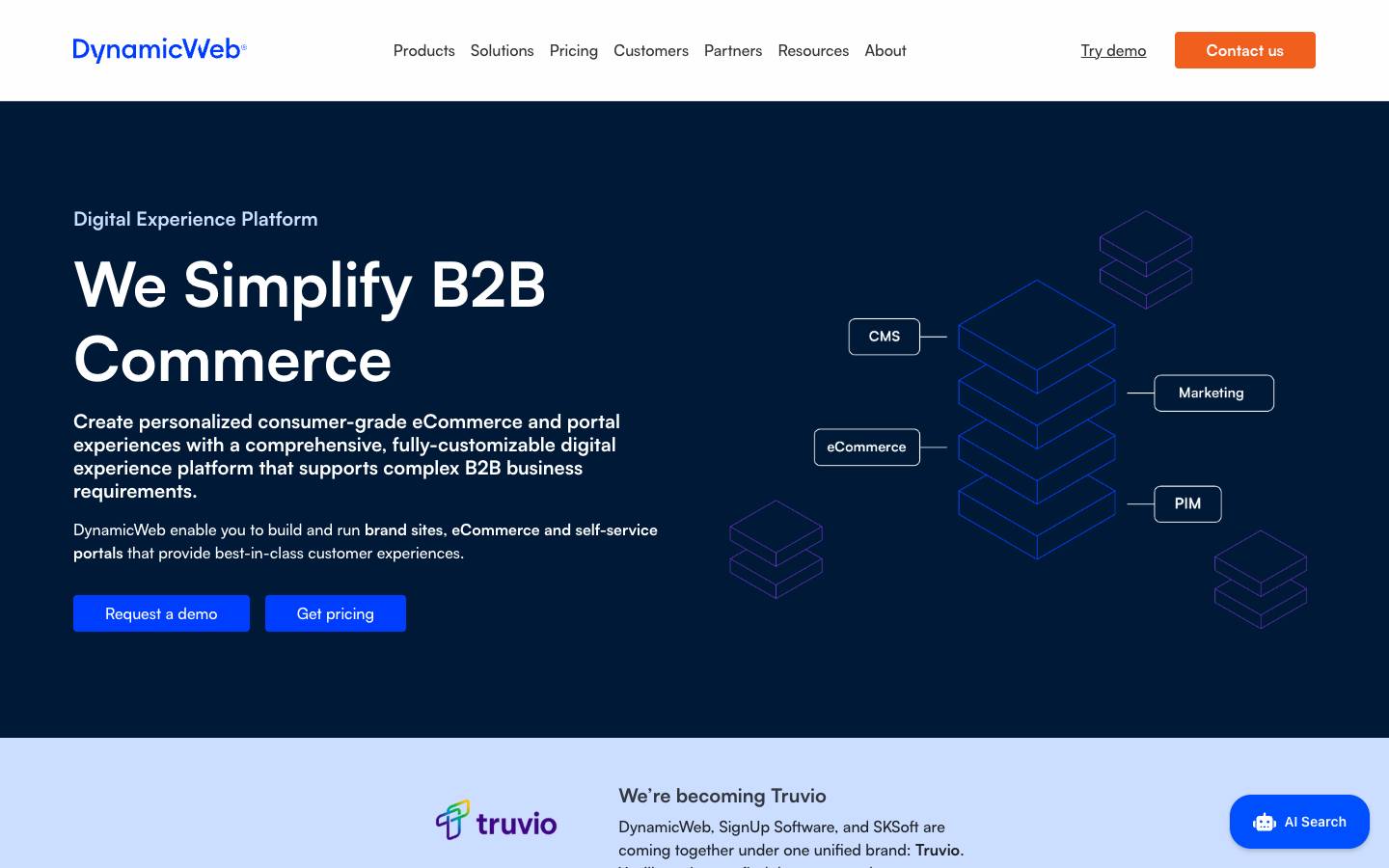 DynamicWeb's homepage, as read on Oct 2, 2026